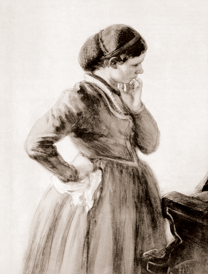  Adolpyh Von Menzel —— 钢琴旁的埃米莉·门采尔—画家的妹妹